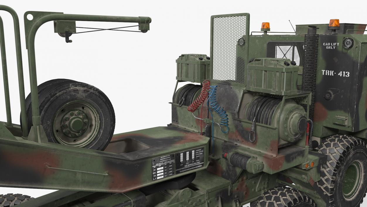 Dirty Camouflage Oshkosh M1070 Tank Transporter Tractor with M1000 Semi-Trailer 3D model