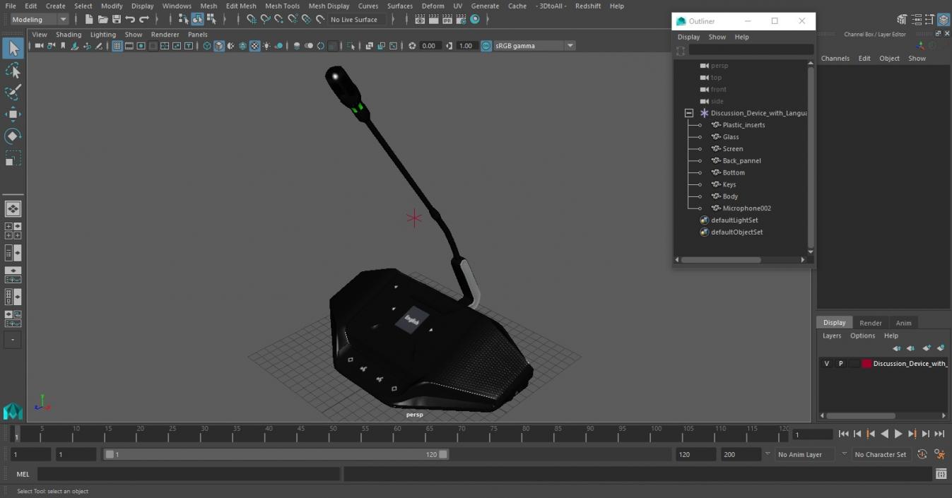 3D model Discussion Device with Language Selector