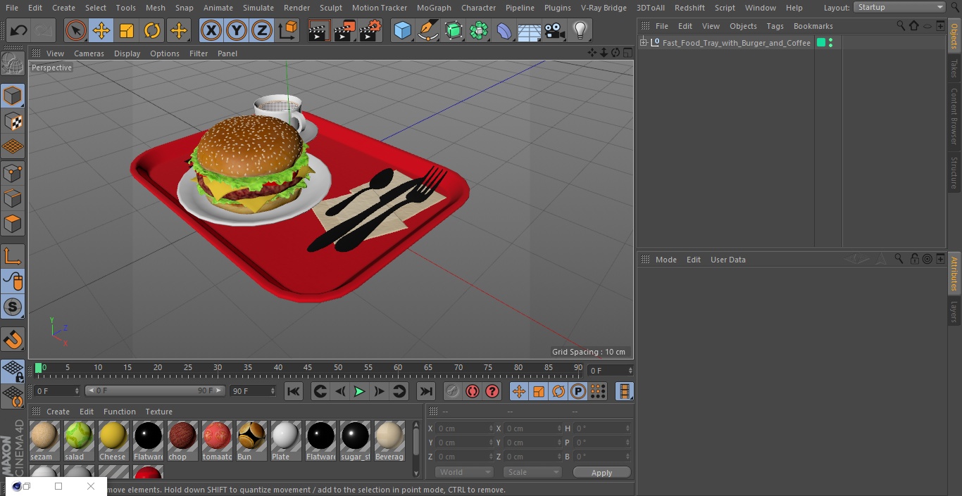 Fast Food Tray with Burger and Coffee 3D