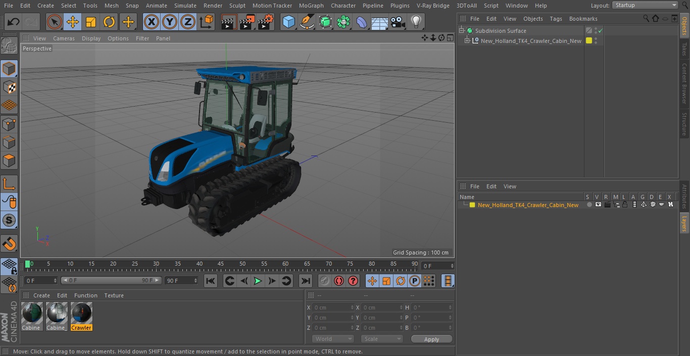 3D New Holland TK4 Crawler Cabin New model