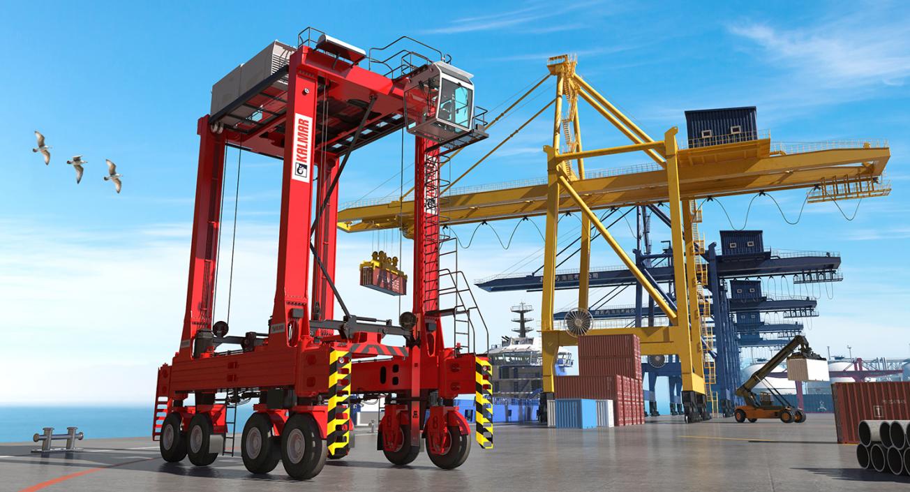 Kalmar Hybrid Straddle Carrier Rigged 3D