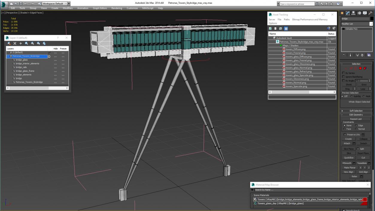 3D model Petronas Towers Skybridge