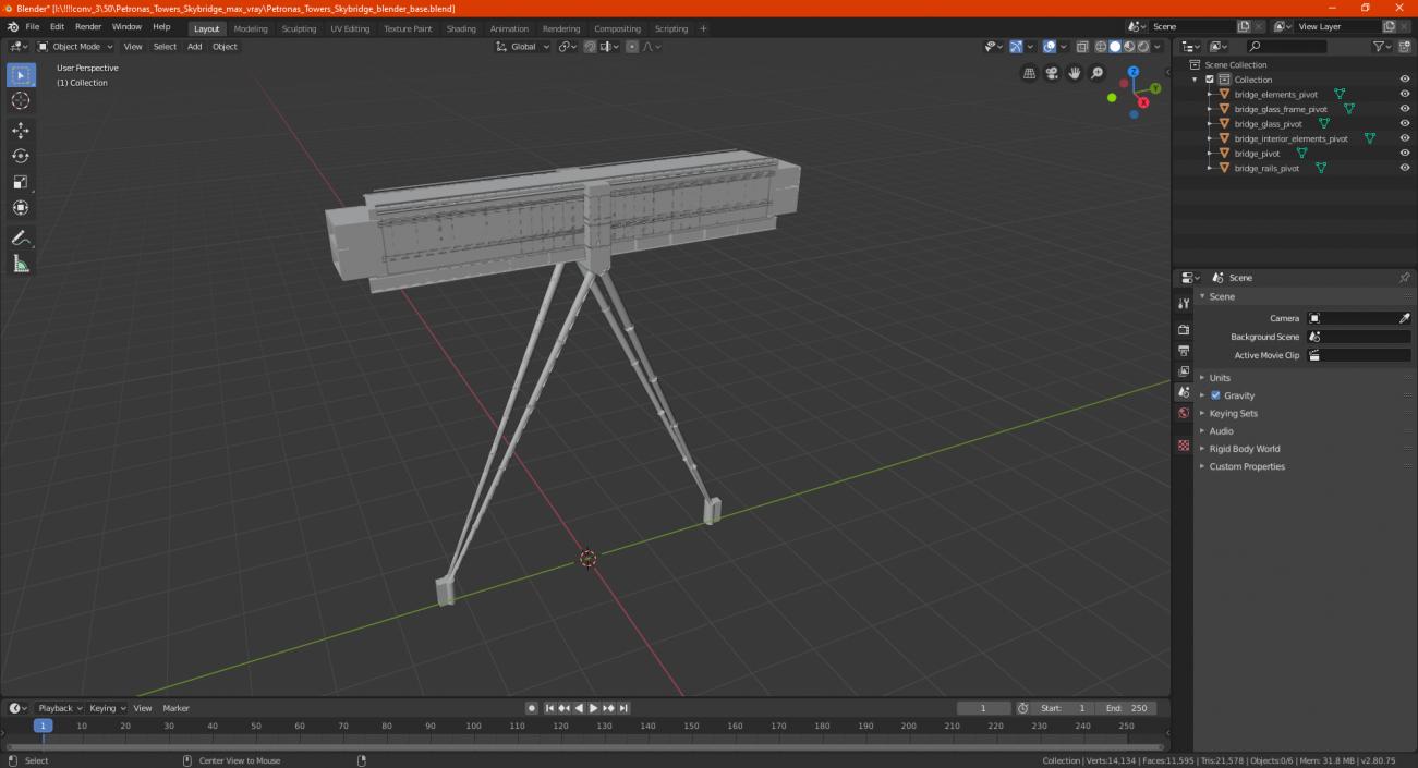 3D model Petronas Towers Skybridge