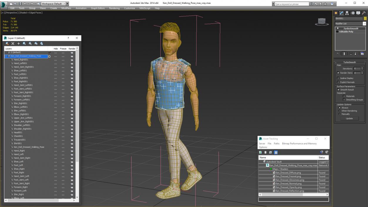 Ken Doll Dressed Walking Pose 3D model