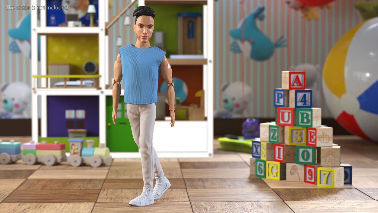 Ken Doll Dressed Walking Pose 3D model