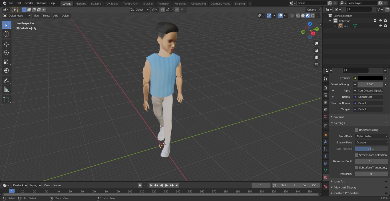 Ken Doll Dressed Walking Pose 3D model