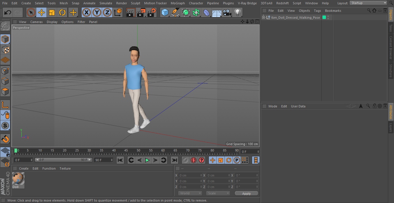 Ken Doll Dressed Walking Pose 3D model