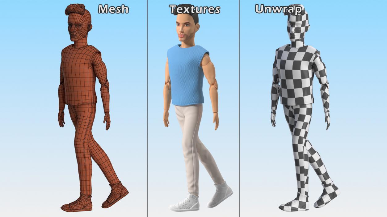 Ken Doll Dressed Walking Pose 3D model