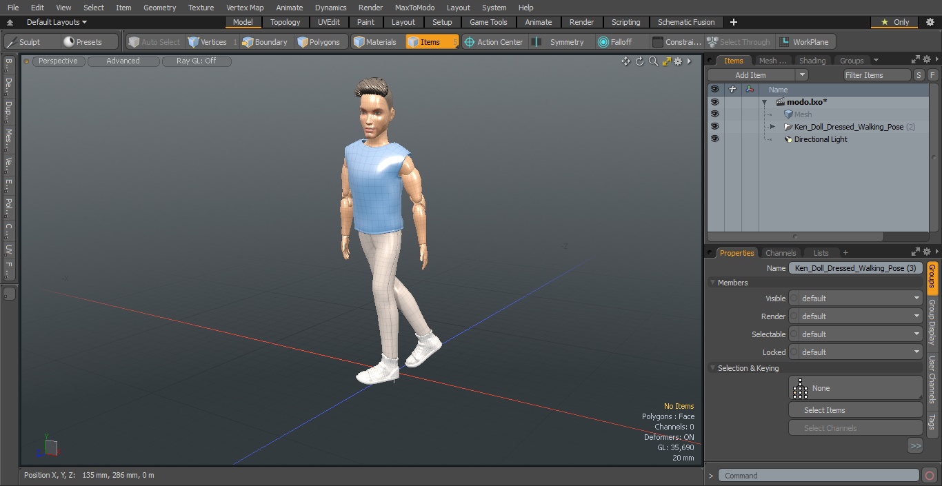 Ken Doll Dressed Walking Pose 3D model