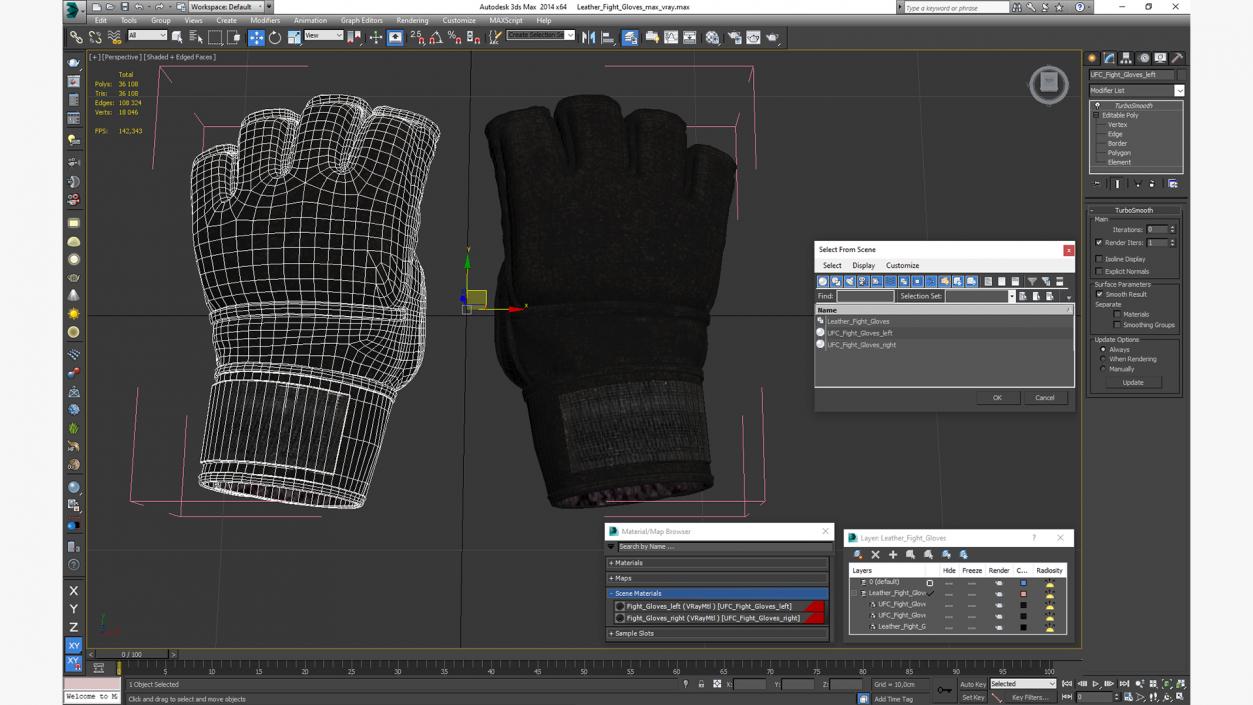 3D model Leather Fight Gloves