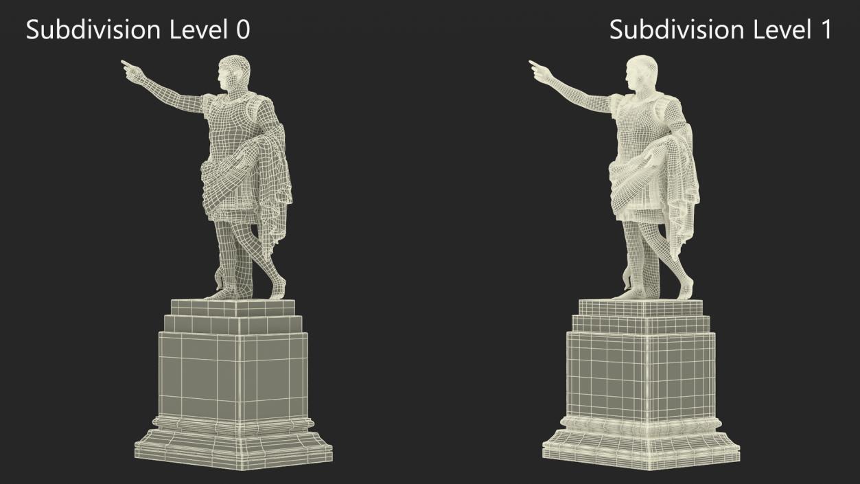 Augustus of Prima Porta Statue on Pedestal 3D