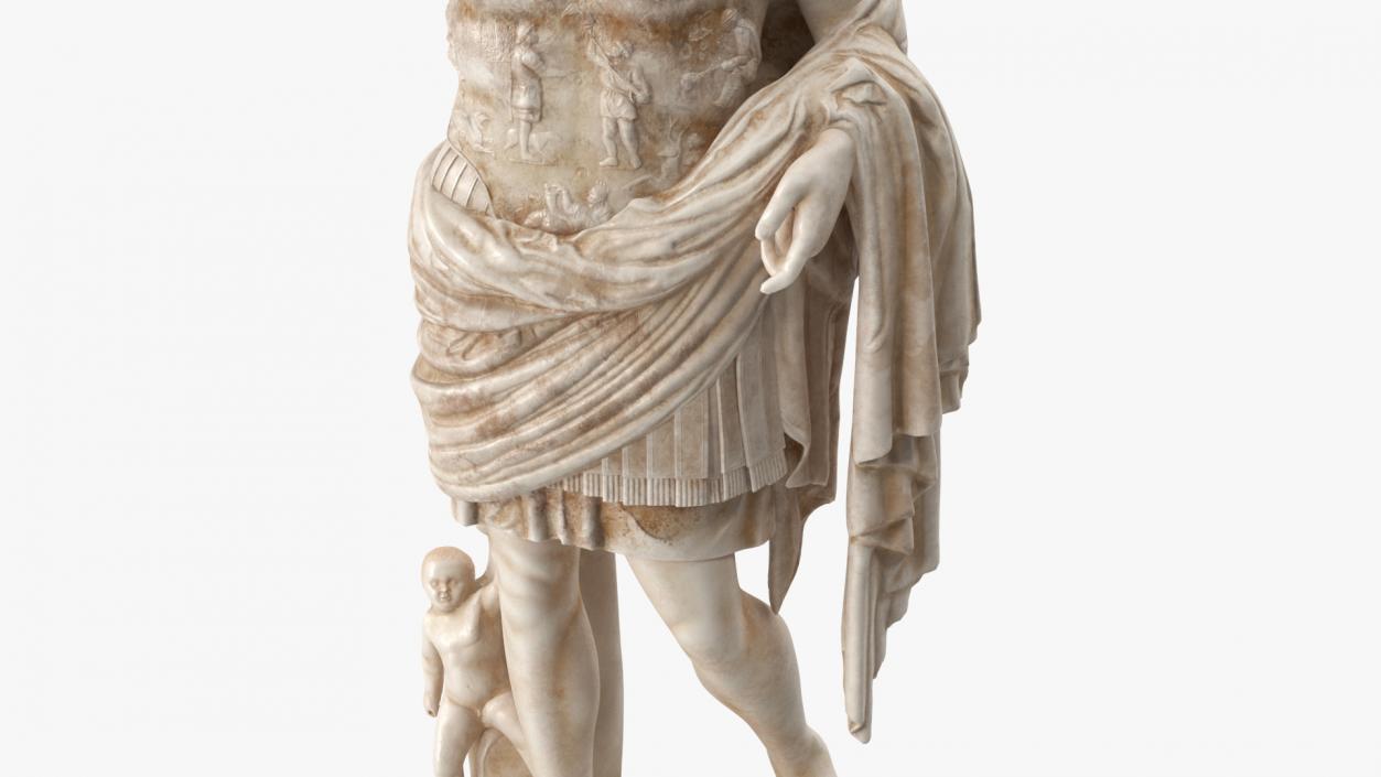 Augustus of Prima Porta Statue on Pedestal 3D