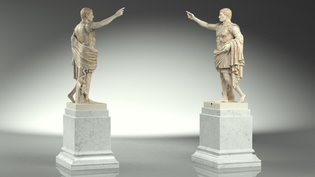 Augustus of Prima Porta Statue on Pedestal 3D