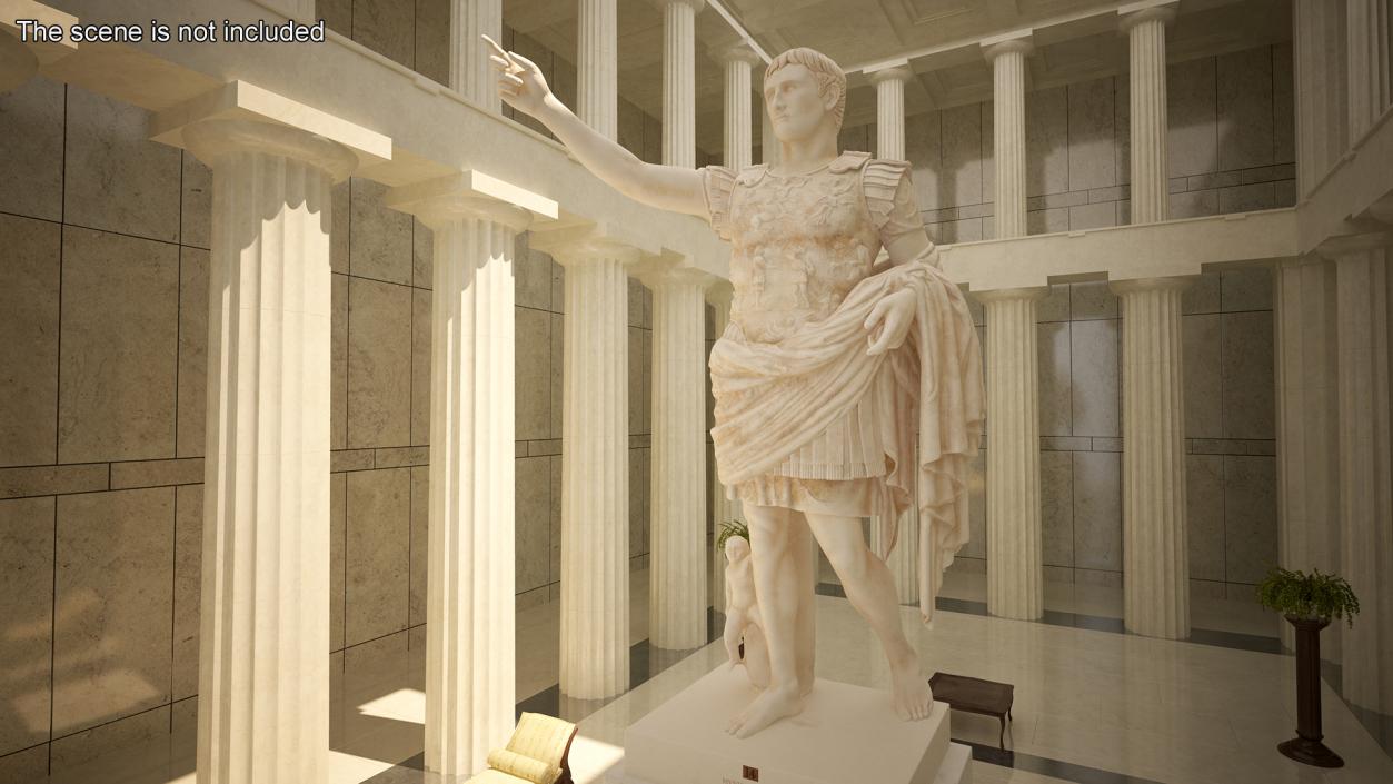 Augustus of Prima Porta Statue on Pedestal 3D