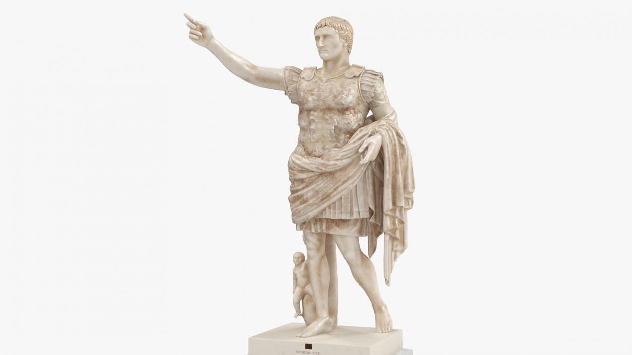 Augustus of Prima Porta Statue on Pedestal 3D