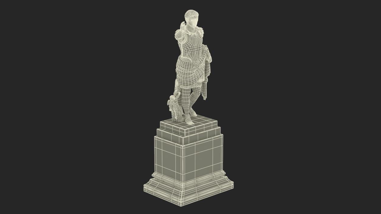 Augustus of Prima Porta Statue on Pedestal 3D