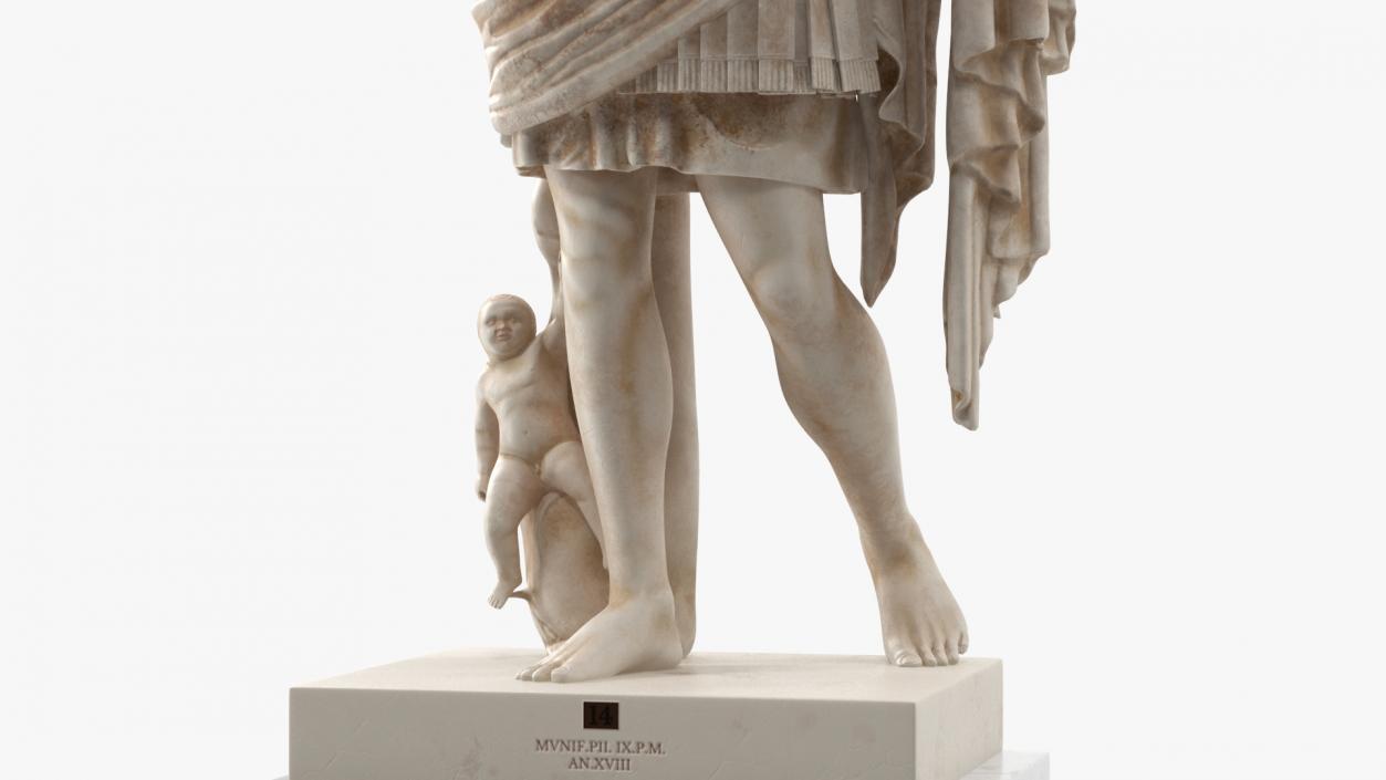 Augustus of Prima Porta Statue on Pedestal 3D