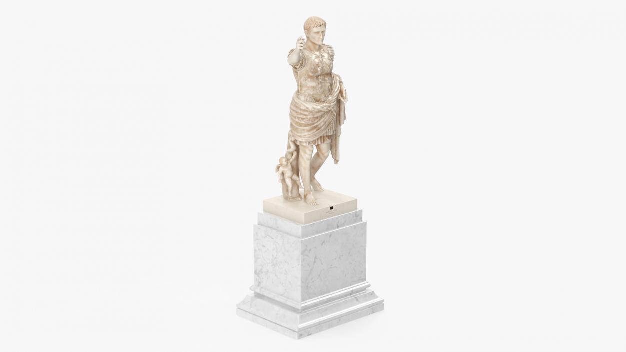 Augustus of Prima Porta Statue on Pedestal 3D