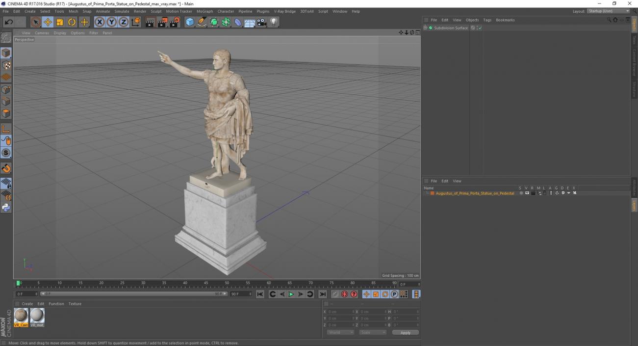 Augustus of Prima Porta Statue on Pedestal 3D