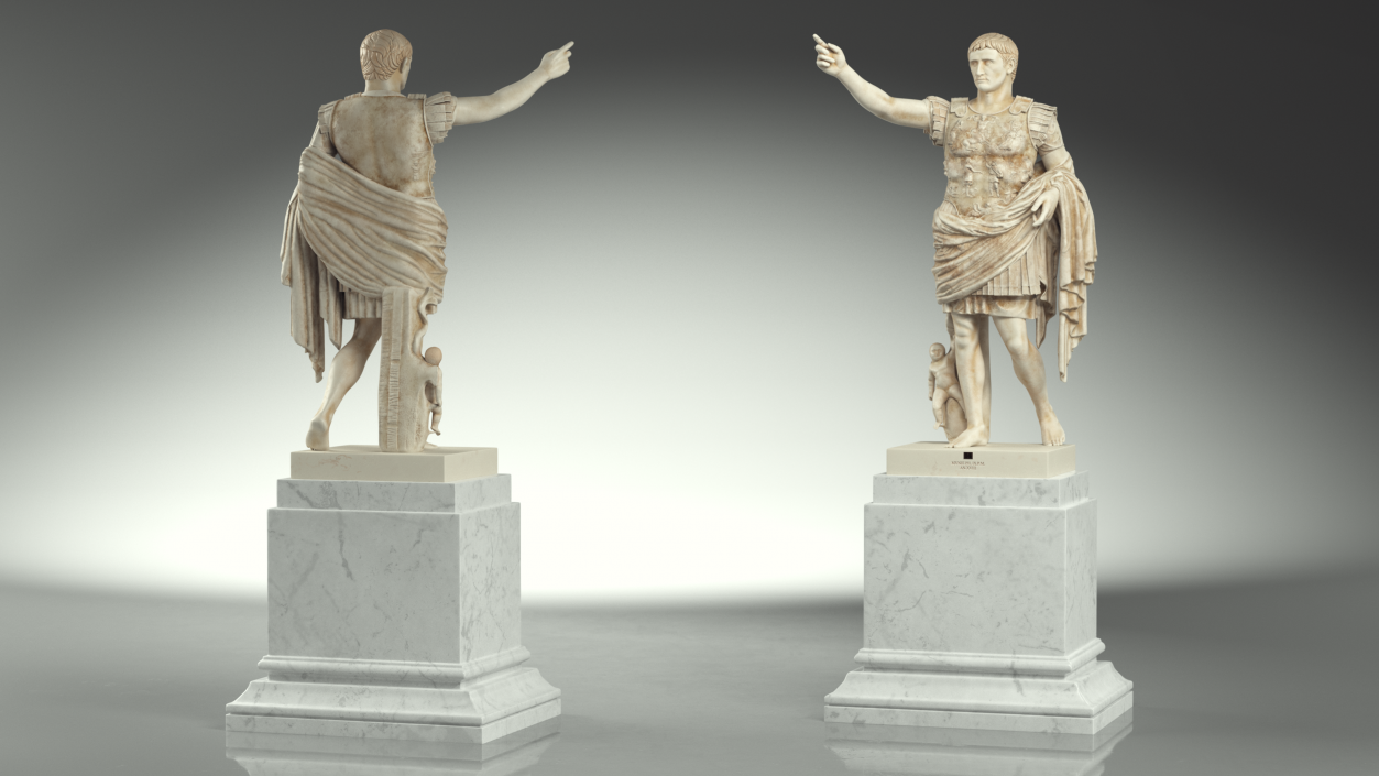 Augustus of Prima Porta Statue on Pedestal 3D