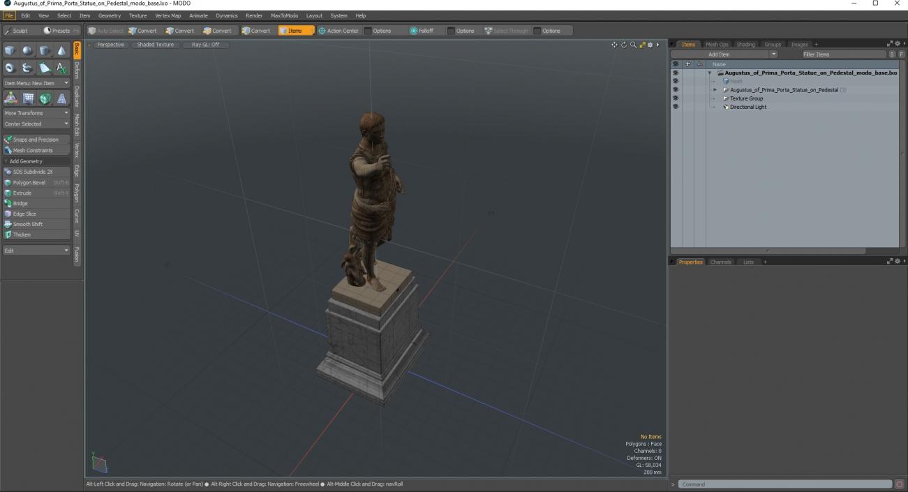 Augustus of Prima Porta Statue on Pedestal 3D