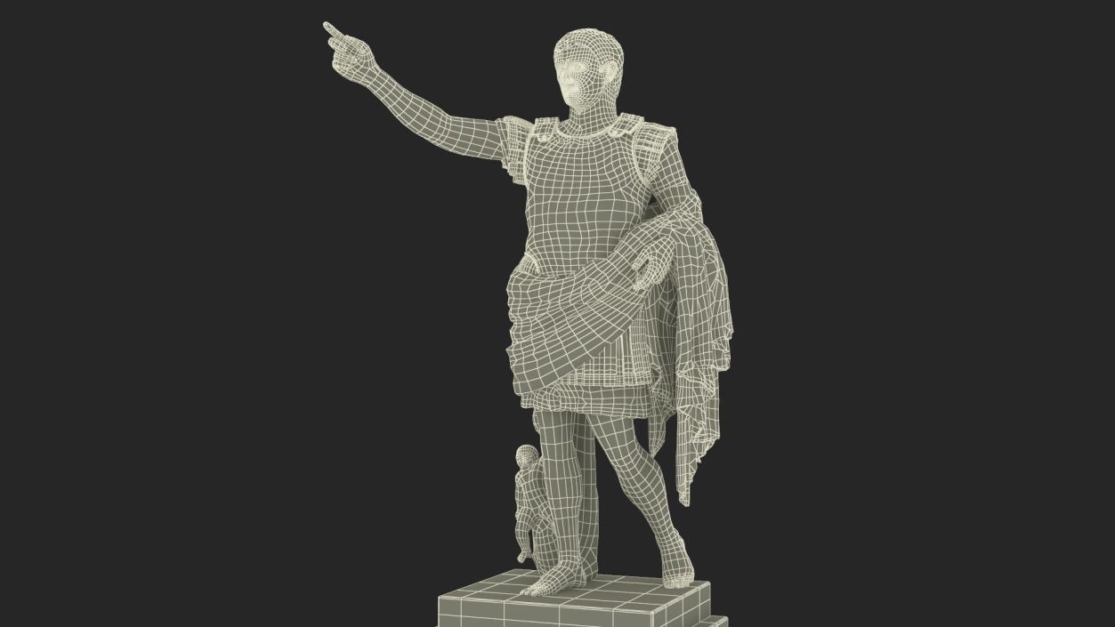 Augustus of Prima Porta Statue on Pedestal 3D