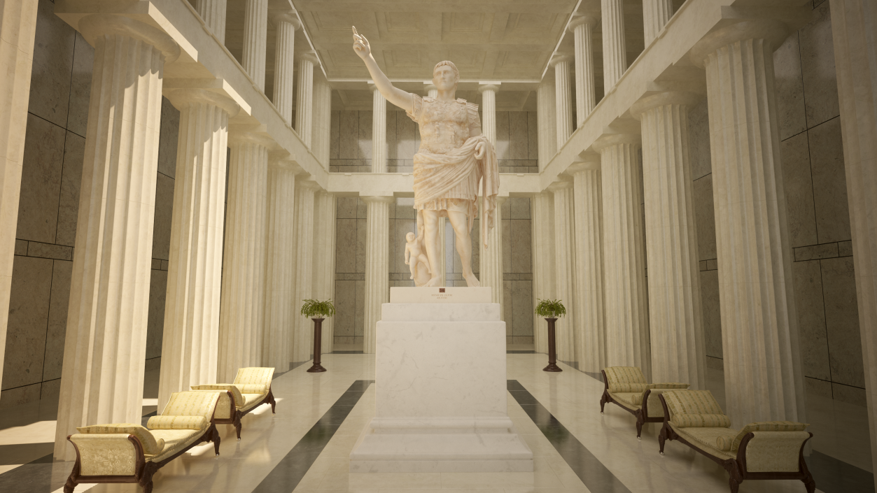 Augustus of Prima Porta Statue on Pedestal 3D