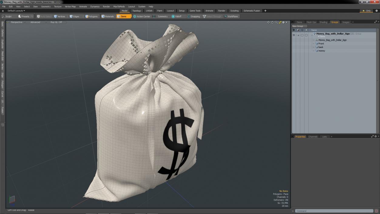 3D Money Bag with Dollar Sign