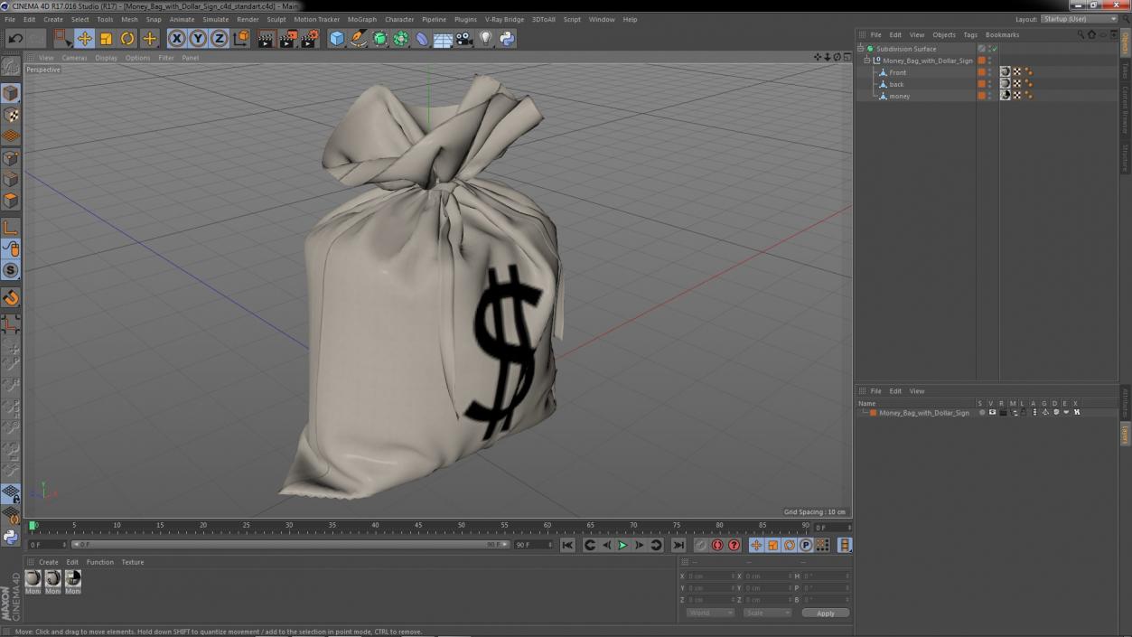 3D Money Bag with Dollar Sign