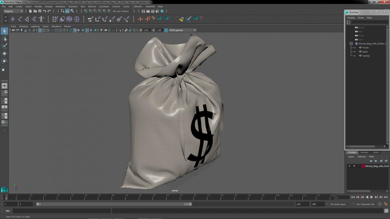 3D Money Bag with Dollar Sign