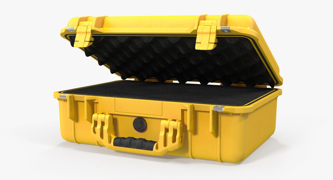 Pelican Case Yellow with Foam 3D model