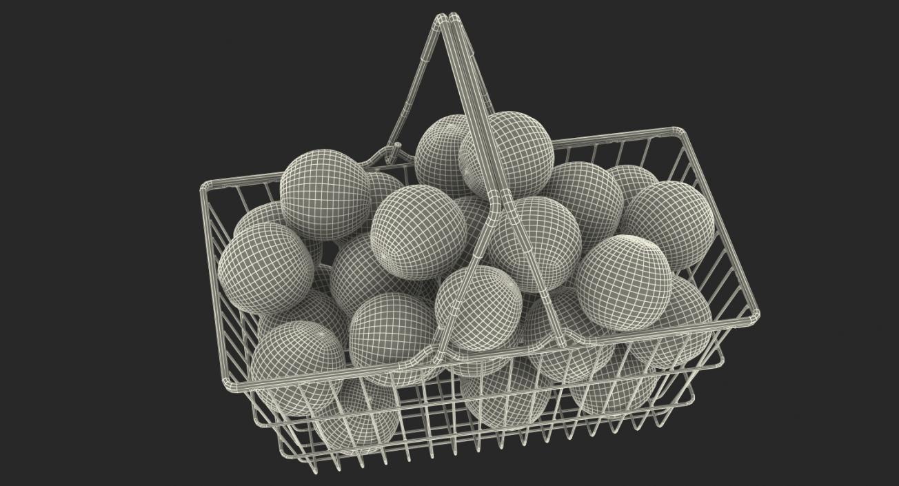 Shopping Basket Filled with Grapefruits 3D model