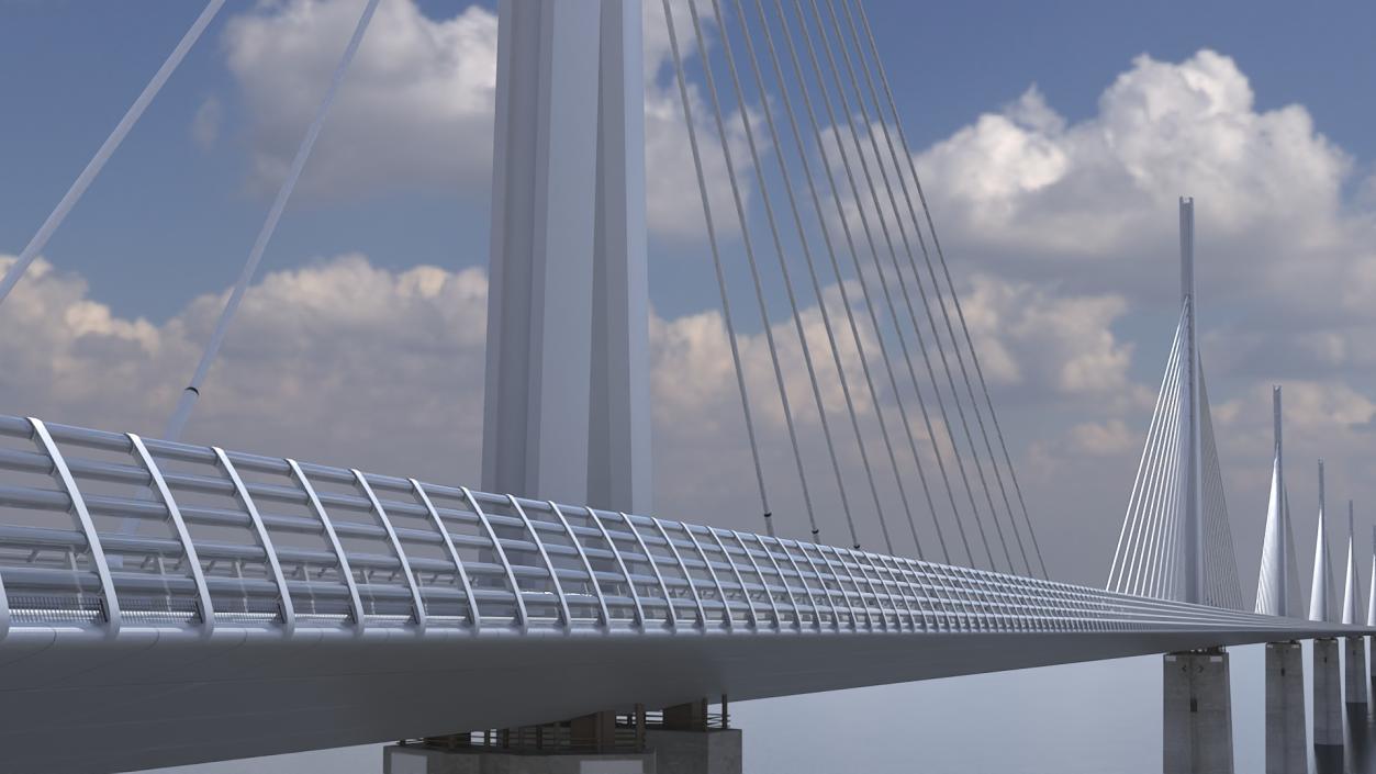 Suspension Bridge Millau Viaduct 3D