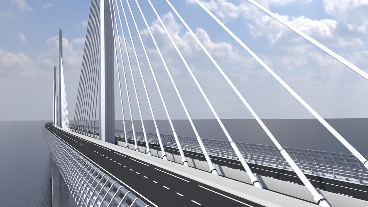 Suspension Bridge Millau Viaduct 3D