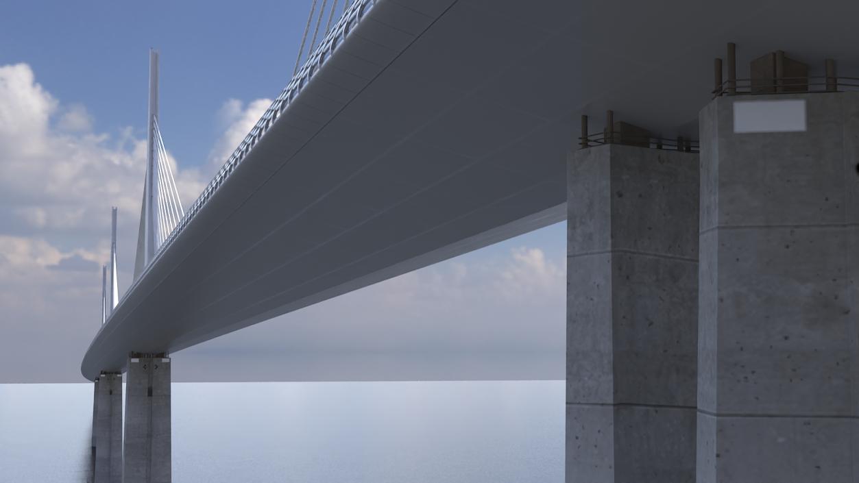 Suspension Bridge Millau Viaduct 3D