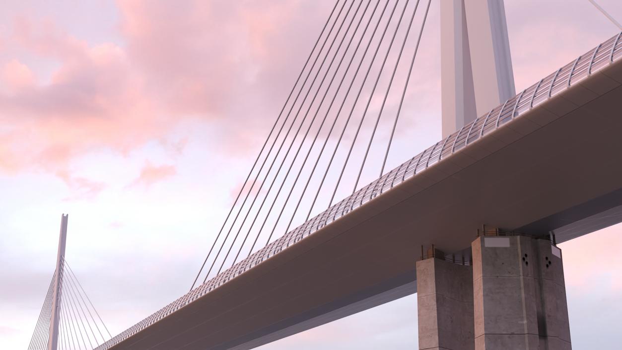 Suspension Bridge Millau Viaduct 3D