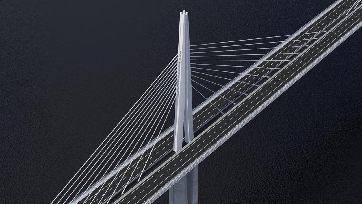 Suspension Bridge Millau Viaduct 3D