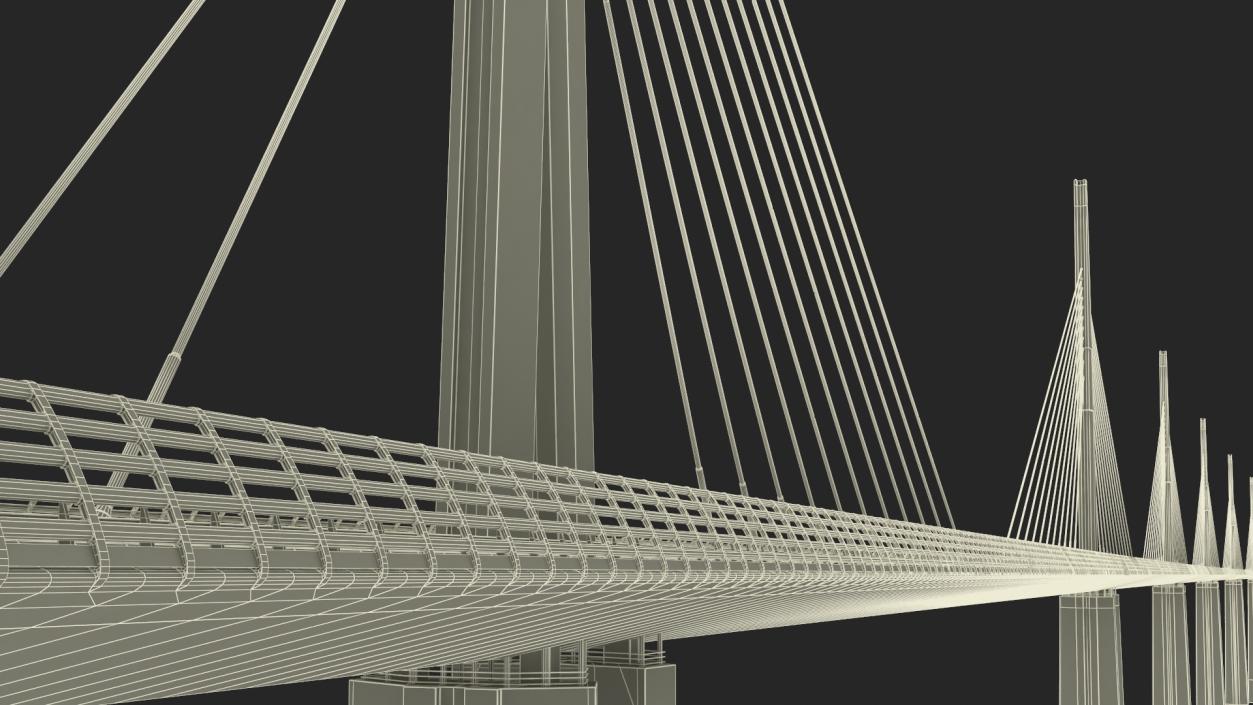 Suspension Bridge Millau Viaduct 3D