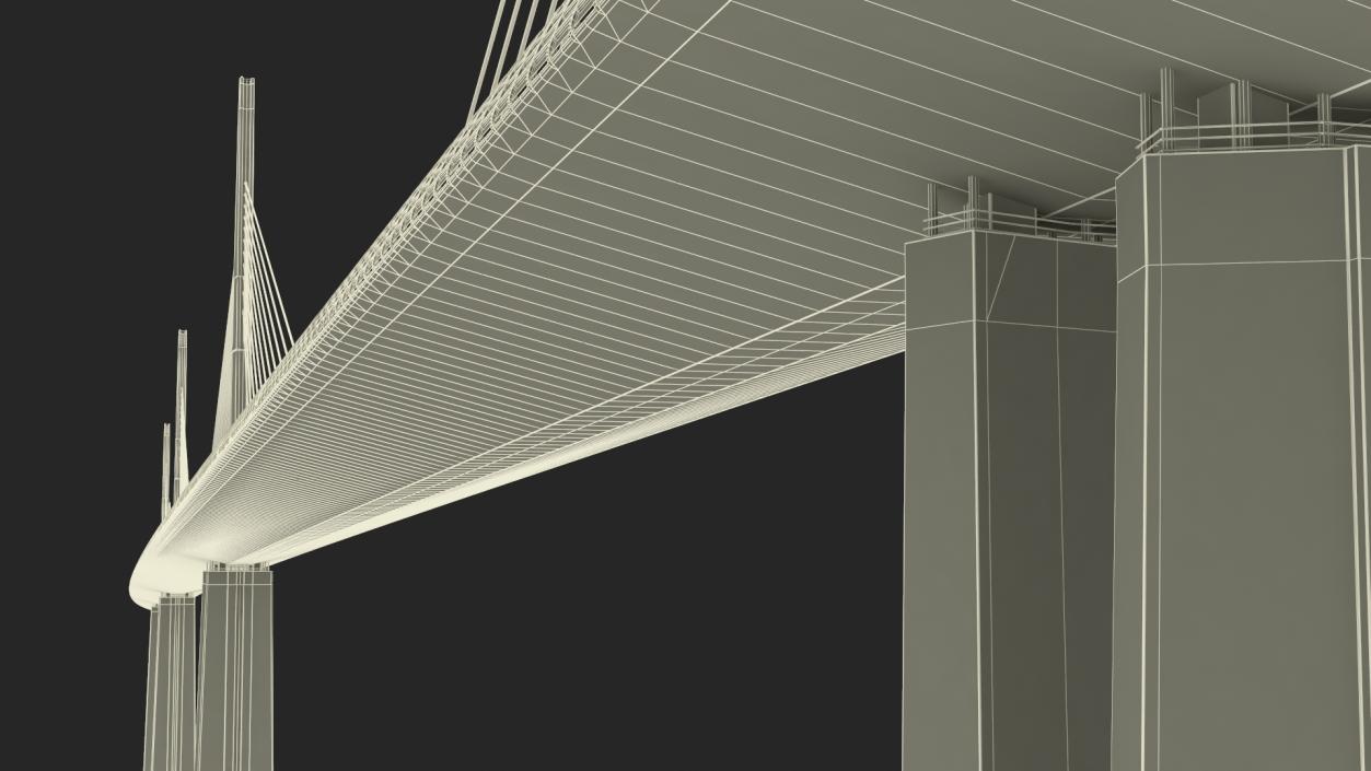 Suspension Bridge Millau Viaduct 3D