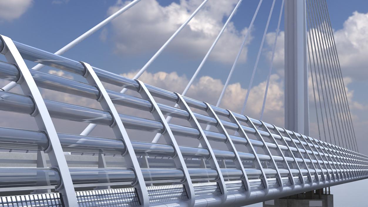 Suspension Bridge Millau Viaduct 3D