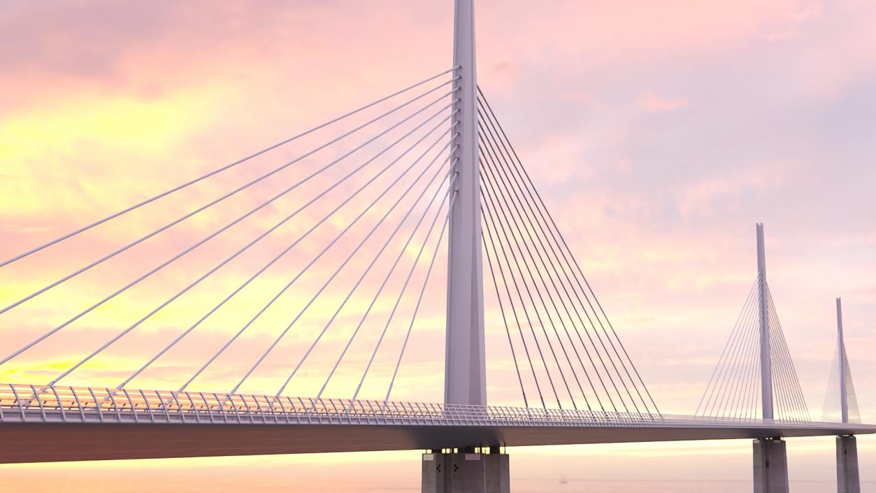 Suspension Bridge Millau Viaduct 3D