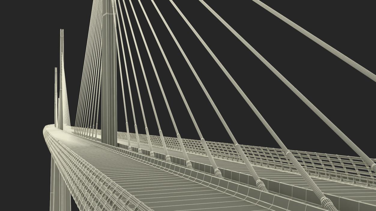 Suspension Bridge Millau Viaduct 3D