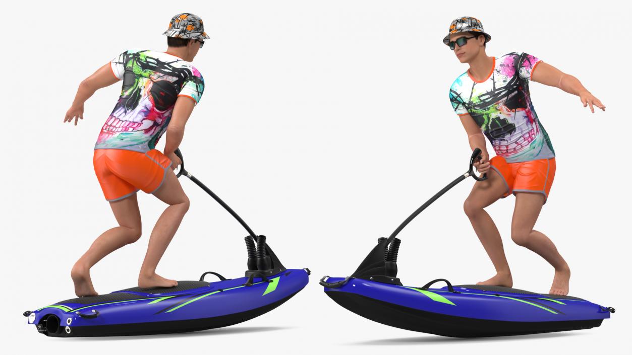 Man with Jet Surfboard 3D