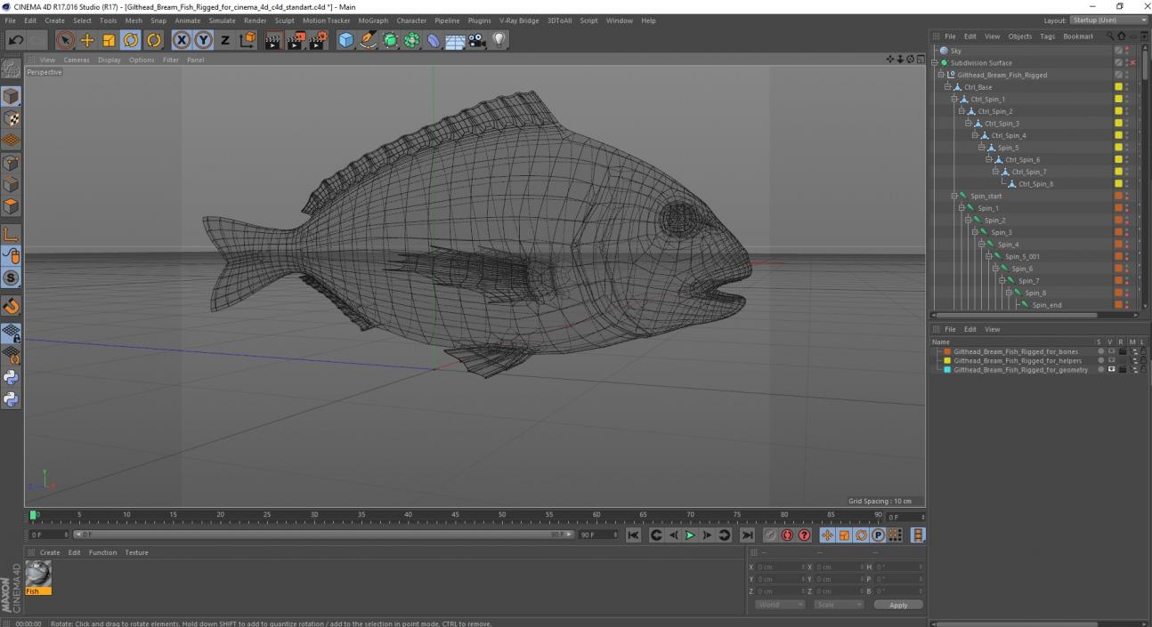 3D model Gilthead Bream Fish Rigged for Cinema 4D