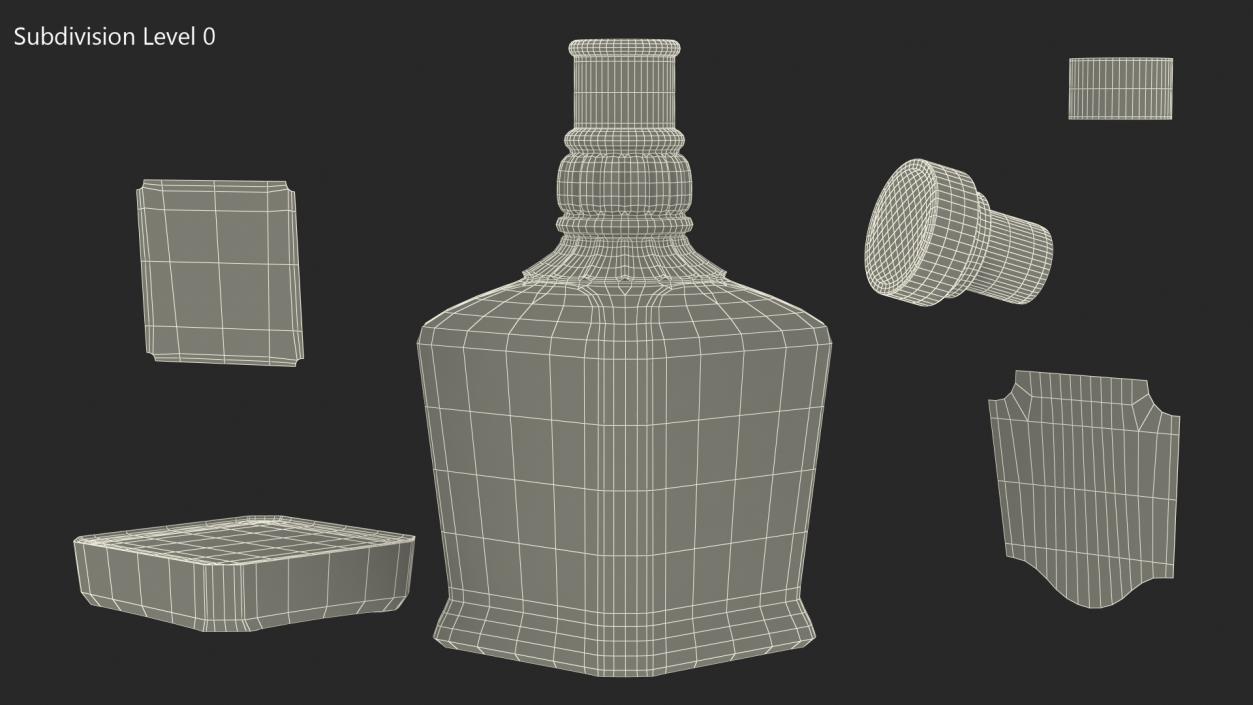 3D model Jack Daniels Bottle with Cigarette Case Collection