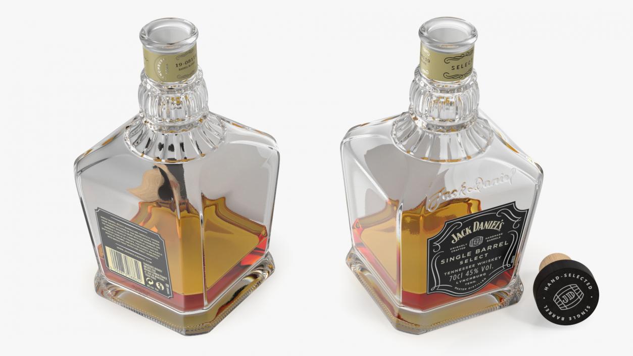 3D model Jack Daniels Bottle with Cigarette Case Collection