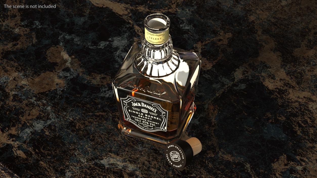 3D model Jack Daniels Bottle with Cigarette Case Collection