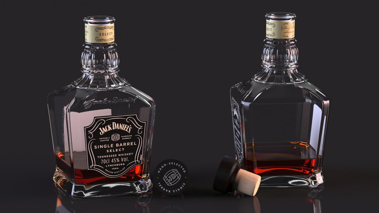 3D model Jack Daniels Bottle with Cigarette Case Collection