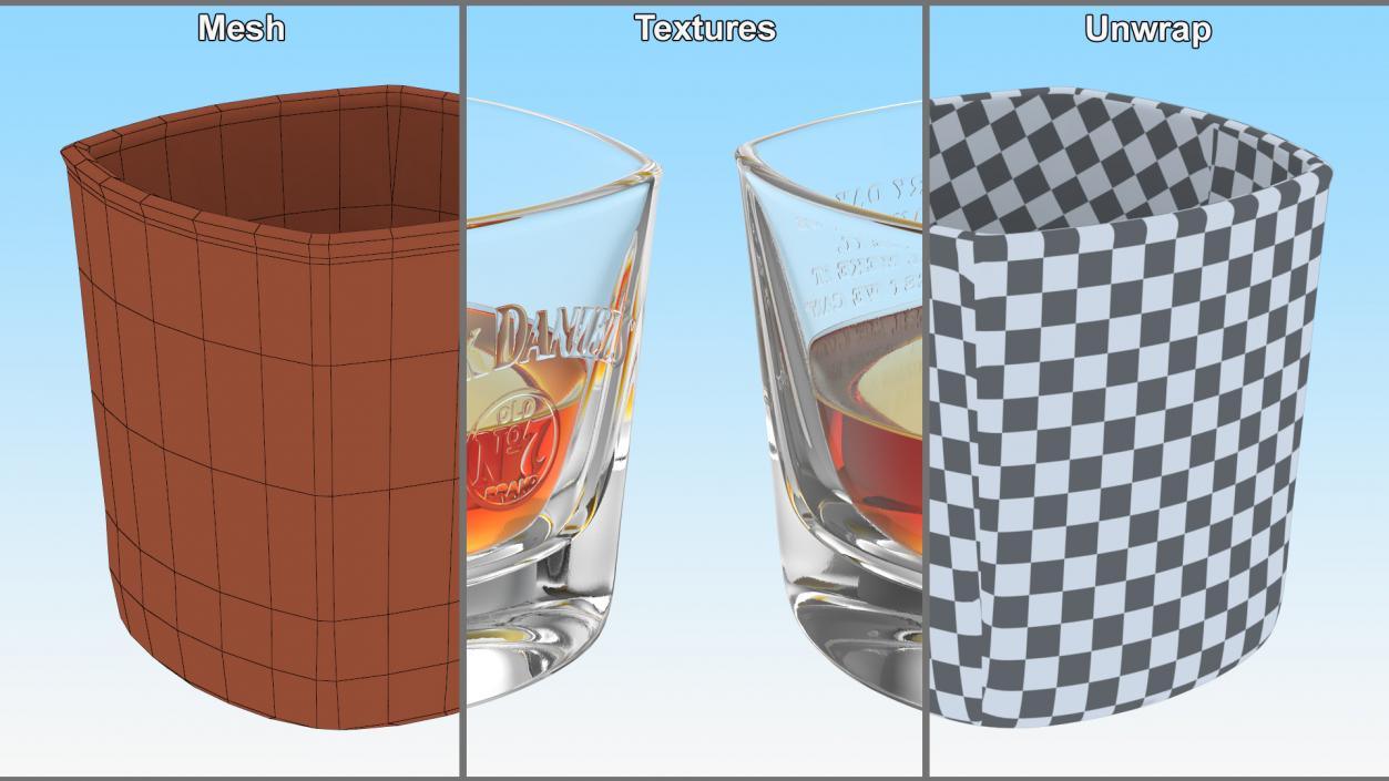 3D model Jack Daniels Bottle with Cigarette Case Collection