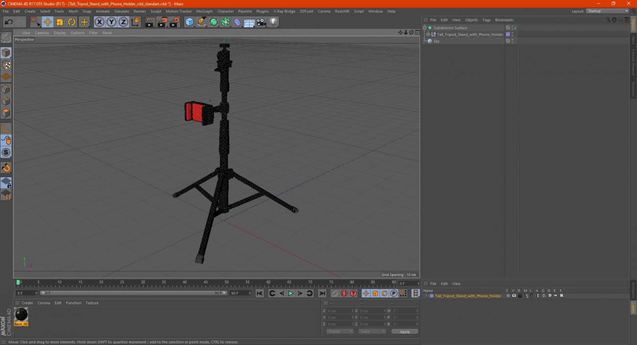 3D model Tall Tripod Stand with Phone Holder